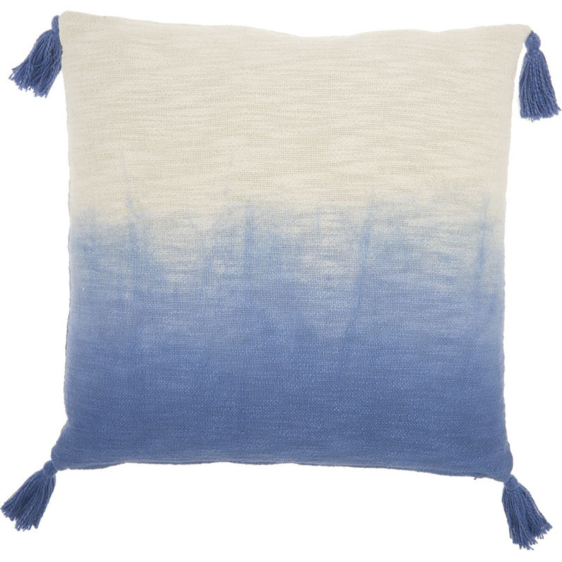 Mina Victory 22" Ombre Tassels Blue Throw Pillow_0