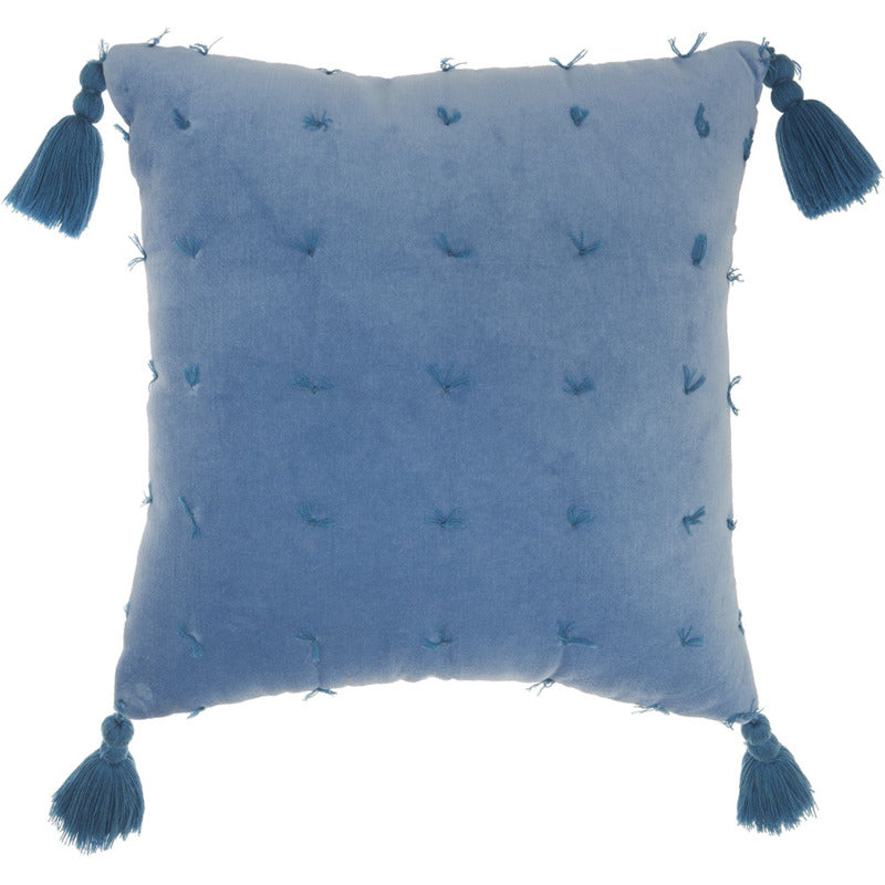 Mina Victory Hand Knotted Velvet Blue Throw Pillow_0