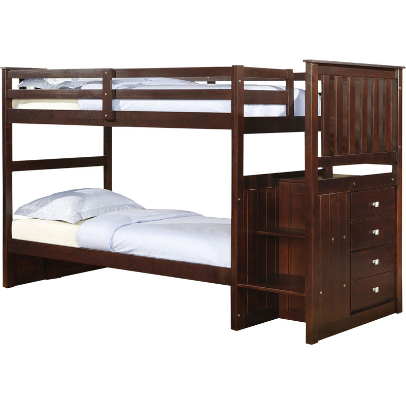Twin Over Twin Mission Stairway Bunk Bed_0