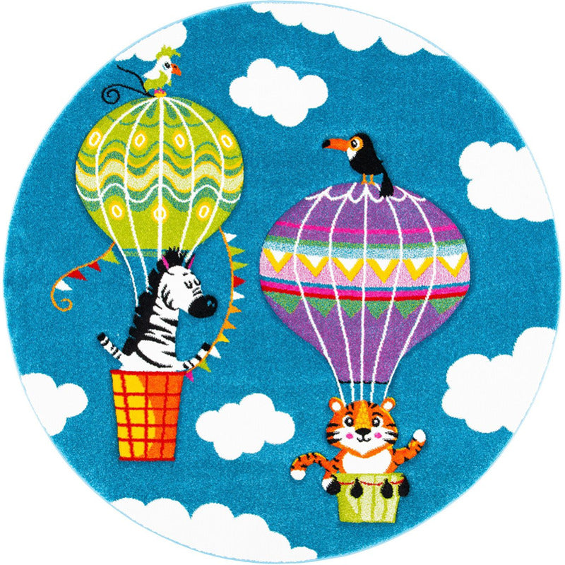 Carousel Balloons Kids Area Rug Round_0