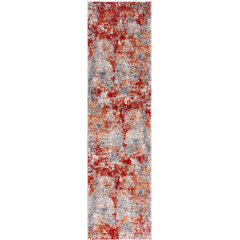 Iommi Red & Gray Runner Rug_0