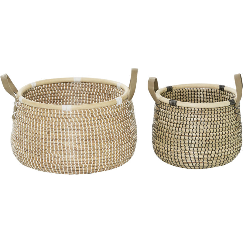 Ivy Collection Set of 2 Banana Leaf Tote Baskets_0