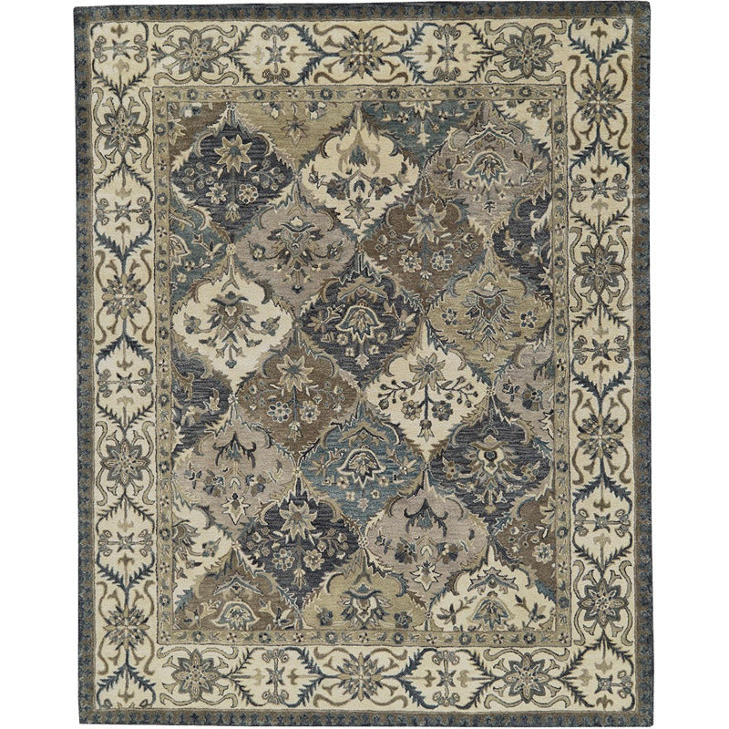 Eaton Diamond Floral Persian Wool Area Rug_0