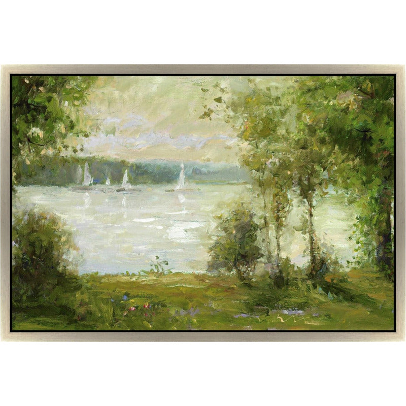 Trees with Sailboats Framed Canvas Wall Art_0