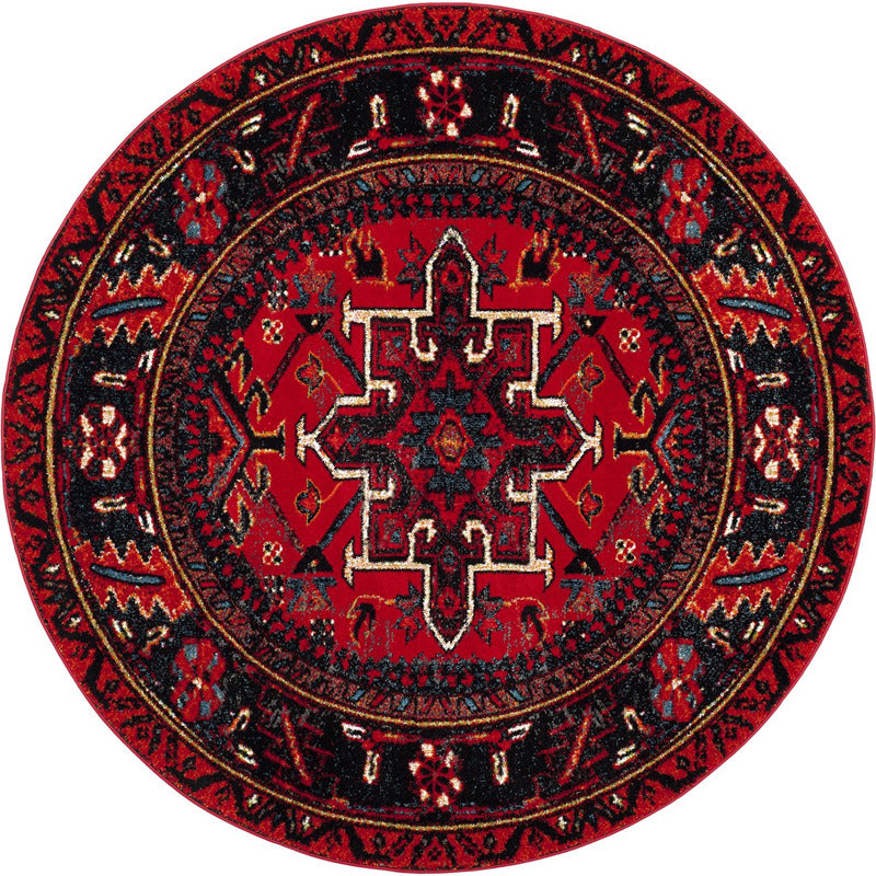 Darius Red Area Rug Round_0