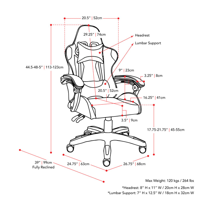 CorLiving LGY-701-G Ravagers Gaming Chair in - White_9